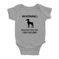 thumbnail image 1 of Warning: Protected by A Greyhound Dog Funny Baby Rompers Romper Bodysuit (Gray,12-18 Months), 1 of 5