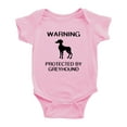 thumbnail image 1 of Warning: Protected by A Greyhound Dog Funny Baby Rompers Romper Bodysuit (Pink,12-18 Months), 1 of 5