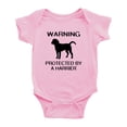 thumbnail image 1 of Warning: Protected by A Harrier Dog Funny Baby Rompers Baby Clothes (Pink,18-24 Months), 1 of 5