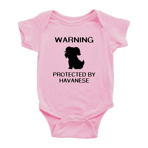Warning: Protected by A Havanese Dog Funny Baby Bodysuit Newborn Clothes (Pink,3-6 Months)