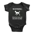 thumbnail image 1 of Warning: Protected by A Ibizan Hound Dog Funny Baby Rompers Romper Bodysuit (Black,6-12 Months), 1 of 5