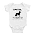 thumbnail image 1 of Warning: Protected by A Irish Red And White Setter Dog Funny Baby Bodysuits (White,6-12 Months), 1 of 5
