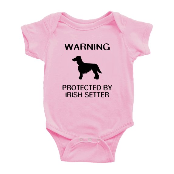 Warning: Protected by A Irish Setter Dog Funny Baby Bodysuits (Pink,3-6 Months)