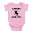 thumbnail image 1 of Warning: Protected by A Irish Water Spaniel Dog Funny Baby Bodysuit Romperss (Pink,6-12 Months), 1 of 5