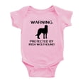 thumbnail image 1 of Warning: Protected by A Irish Wolfhound Dog Funny Baby Rompers Baby Clothes (Pink,12-18 Months), 1 of 5