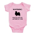 thumbnail image 1 of Warning: Protected by A Japanese Chin Dog Funny Baby Bodysuits (Pink,18-24 Months), 1 of 5