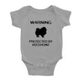 thumbnail image 1 of Warning: Protected by A Keeshond Dog Funny Baby Rompers Baby Clothes (Gray,0-3 Months), 1 of 5