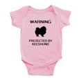 thumbnail image 1 of Warning: Protected by A Keeshond Dog Funny Baby Rompers Baby Clothes (Pink,3-6 Months), 1 of 5