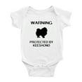thumbnail image 1 of Warning: Protected by A Keeshond Dog Funny Baby Rompers Baby Clothes (White,0-3 Months), 1 of 5