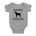 thumbnail image 1 of Warning: Protected by A Labrador Retriever Dog Funny Baby Rompers Baby Clothes (Gray,3-6 Months), 1 of 5