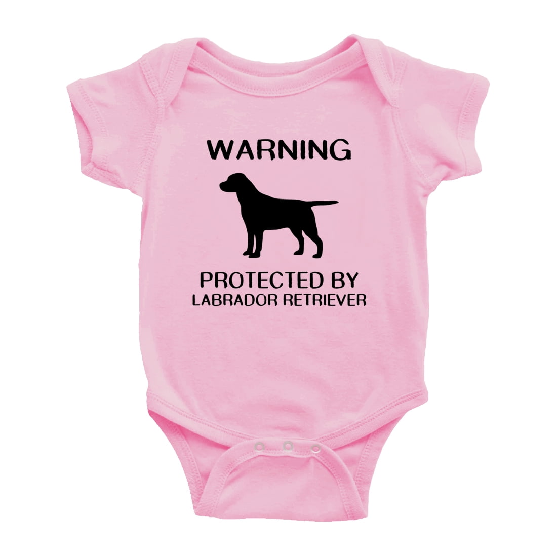 Warning Protected by A Labrador Retriever Dog Funny Baby Rompers Baby Clothes Pink 12 18 Months