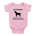 thumbnail image 1 of Warning: Protected by A Labrador Retriever Dog Funny Baby Rompers Baby Clothes (Pink,3-6 Months), 1 of 5