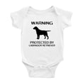 thumbnail image 1 of Warning: Protected by A Labrador Retriever Dog Funny Baby Rompers Baby Clothes (White,12-18 Months), 1 of 5