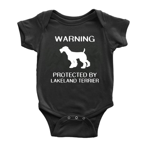 Warning: Protected by A Lakeland Terrier Dog Funny Baby Bodysuits (Black,0-3 Months)