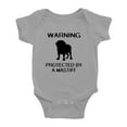 thumbnail image 1 of Warning: Protected by A Mastiff Dog Funny Baby Romperss Newborn Clothes (Gray,6-12 Months), 1 of 5
