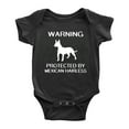 thumbnail image 1 of Warning: Protected by A Mexican Hairless Dog Funny Baby Rompers Bodysuit (Black,0-3 Months), 1 of 5