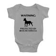 thumbnail image 1 of Warning: Protected by A Mexican Hairless Dog Funny Baby Rompers Bodysuit (Gray,18-24 Months), 1 of 5