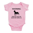 thumbnail image 1 of Warning: Protected by A Mexican Hairless Dog Funny Baby Rompers Bodysuit (Pink,6-12 Months), 1 of 5