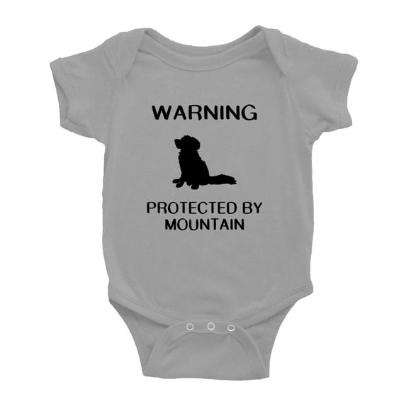 Warning: Protected by A Mountain Dog Funny Baby Rompers Newborn Clothes Outfits (Gray,12-18 Months)