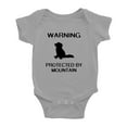 thumbnail image 1 of Warning: Protected by A Mountain Dog Funny Baby Rompers Newborn Clothes Outfits (Gray,6-12 Months), 1 of 5