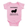 thumbnail image 1 of Warning: Protected by A Pembroke Welsh Corgi Dog Funny Baby Bodysuit Newborn Clothes (Pink,3-6 Months), 1 of 5