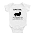 thumbnail image 1 of Warning: Protected by A Pembroke Welsh Corgi Dog Funny Baby Bodysuit Newborn Clothes (White,6-12 Months), 1 of 5