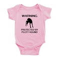 thumbnail image 1 of Warning: Protected by A Plott Hound Dog Funny Baby Rompers Infant Clothes (Pink,6-12 Months), 1 of 5