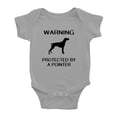 thumbnail image 1 of Warning: Protected by A Pointer Dog Funny Baby Rompers Baby Clothes (Gray,12-18 Months), 1 of 5