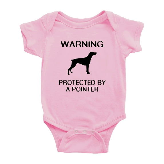 Warning: Protected by A Pointer Dog Funny Baby Rompers Baby Clothes (Pink,18-24 Months)
