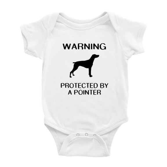 Warning: Protected by A Pointer Dog Funny Baby Rompers Baby Clothes (White,0-3 Months)