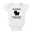 thumbnail image 1 of Warning: Protected by A Pomeranian Dog Funny Baby Rompers Bodysuit (White,18-24 Months), 1 of 5