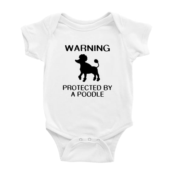 Warning: Protected by A Poodle Dog Cute Baby Rompers Infant Clothes (White,18-24 Months)