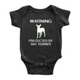 thumbnail image 1 of Warning: Protected by A RAT Terrier Dog Funny Baby Romperss Newborn Clothes (Black,3-6 Months), 1 of 5