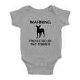 thumbnail image 1 of Warning: Protected by A RAT Terrier Dog Funny Baby Romperss Newborn Clothes (Gray,18-24 Months), 1 of 5