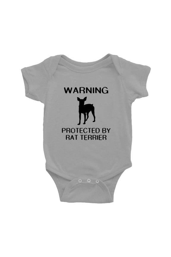 Warning: Protected by A RAT Terrier Dog Funny Baby Romperss Newborn Clothes (Gray,3-6 Months)