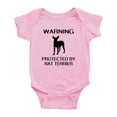thumbnail image 1 of Warning: Protected by A RAT Terrier Dog Funny Baby Romperss Newborn Clothes (Pink,3-6 Months), 1 of 5