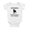 thumbnail image 1 of Warning: Protected by A RAT Terrier Dog Funny Baby Romperss Newborn Clothes (White,12-18 Months), 1 of 5