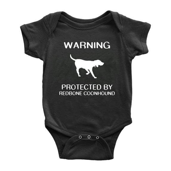 Warning: Protected by A RedBone Coonhound Dog Funny Baby Rompers Infant Clothes (Black,18-24 Months)