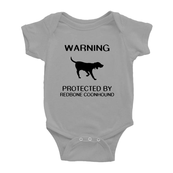 Warning: Protected by A RedBone Coonhound Dog Funny Baby Rompers Infant Clothes (Gray,3-6 Months)