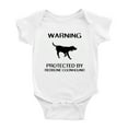 thumbnail image 1 of Warning: Protected by A RedBone Coonhound Dog Funny Baby Rompers Infant Clothes (White,0-3 Months), 1 of 5