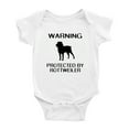 thumbnail image 1 of Warning: Protected by A Rottweiler Dog Funny Baby Rompers Infant Clothes (White,0-3 Months), 1 of 5