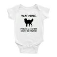 thumbnail image 1 of Warning: Protected by A Saint Bernard Dog Funny Baby Rompers Baby Clothes (White,18-24 Months), 1 of 5