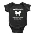thumbnail image 1 of Warning: Protected by A Shiba Inu Dog Funny Baby Rompers Bodysuit (Black,12-18 Months), 1 of 5