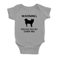 thumbnail image 1 of Warning: Protected by A Shiba Inu Dog Funny Baby Rompers Bodysuit (Gray,0-3 Months), 1 of 5