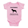 thumbnail image 1 of Warning: Protected by A Staffordshire Bull Terrier Dog Funny Baby Rompers Infant Clothes (Pink,3-6 Months), 1 of 5