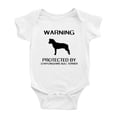 thumbnail image 1 of Warning: Protected by A Staffordshire Bull Terrier Dog Funny Baby Rompers Infant Clothes (White,18-24 Months), 1 of 5