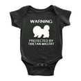 thumbnail image 1 of Warning: Protected by A Tibetan Mastiff Dog Funny Baby Rompers Baby Clothes (Black,3-6 Months), 1 of 5