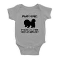 thumbnail image 1 of Warning: Protected by A Tibetan Mastiff Dog Funny Baby Rompers Baby Clothes (Gray,6-12 Months), 1 of 5