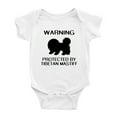 thumbnail image 1 of Warning: Protected by A Tibetan Mastiff Dog Funny Baby Rompers Baby Clothes (White,3-6 Months), 1 of 5