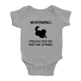 thumbnail image 1 of Warning: Protected by A Tibetan Spaniel Dog Funny Baby Romper Creeper (Gray,3-6 Months), 1 of 5